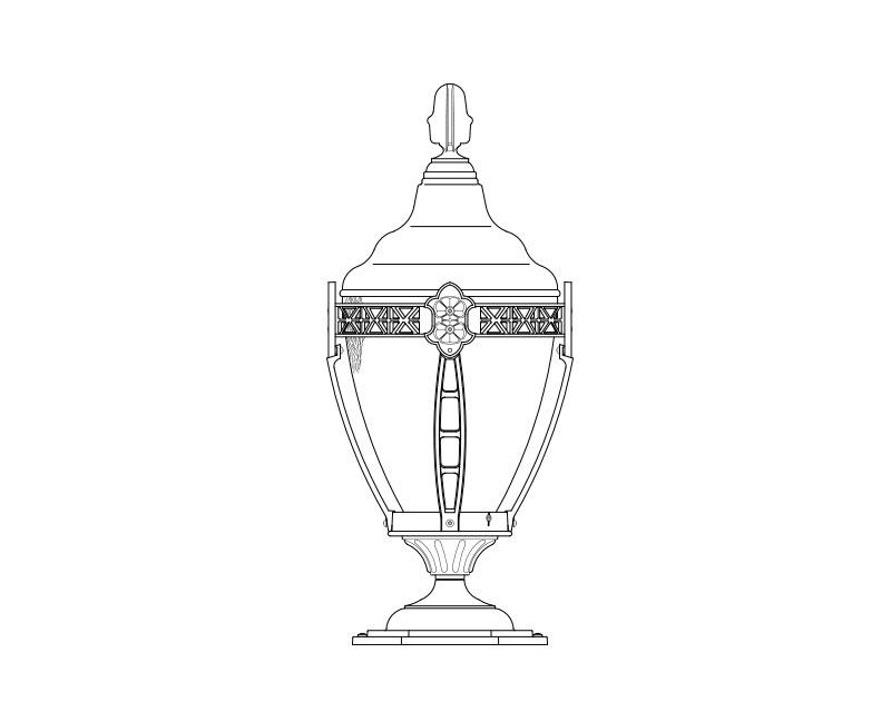 Grosse Pointe, Small, aluminum, Pier Mount, Clear polycarbonate, (1) 60W INC, 120V